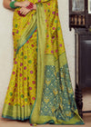 Lemon Green Brasso Designer Soft Silk Saree