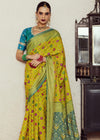 Lemon Green Brasso Designer Soft Silk Saree