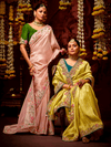 Lemon Yellow Banarasi Designer Silk Saree With Contrast Blouse