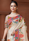 Light Chiku Designer Silk Saree