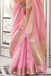 Light Crimson Pink Chiffon Handloom Saree