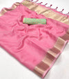 Light Crimson Pink Chiffon Handloom Saree