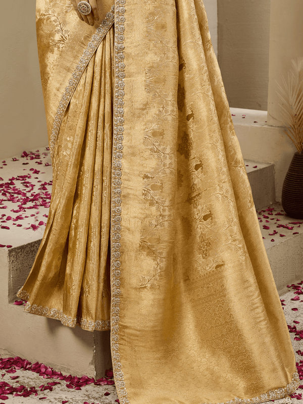 Light Gold Banarasi Tissue Silk Saree