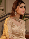 Light Gold Embroidered Designer Tissue Silk Saree
