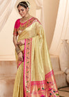 Light Gold Paithani Tissue Silk Saree