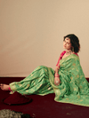 Light Green Banarasi Silk Saree With Contrast Blouse