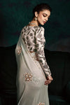 Light Grey Designer Organza Saree with Embroidery Border