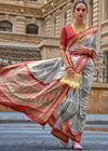 Light Grey Printed Patola Silk Saree