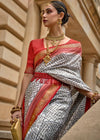 Light Grey Printed Patola Silk Saree