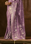 Light lavender Woven Designer Banarasi Silk Saree