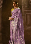 Light lavender Woven Designer Banarasi Silk Saree