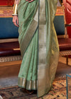 Light Olive Green Chiffon Silk Saree