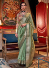 Light Olive Green Chiffon Silk Saree