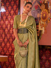 Light Olive Green Dual Tone Woven Kanjivaram Silk Saree