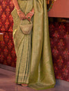 Light Olive Green Dual Tone Woven Kanjivaram Silk Saree