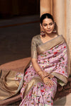 Light Pink Banarasi Digital Printed Saree