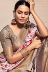 Light Pink Banarasi Digital Printed Saree