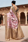 Light Pink Banarasi Digital Printed Saree