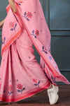 Light Pink Handloom Linen Saree