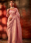 Light Pink Woven Kanjivaram Satin Silk Saree