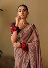 Light Taupe Fancy Dola Silk Designer Saree