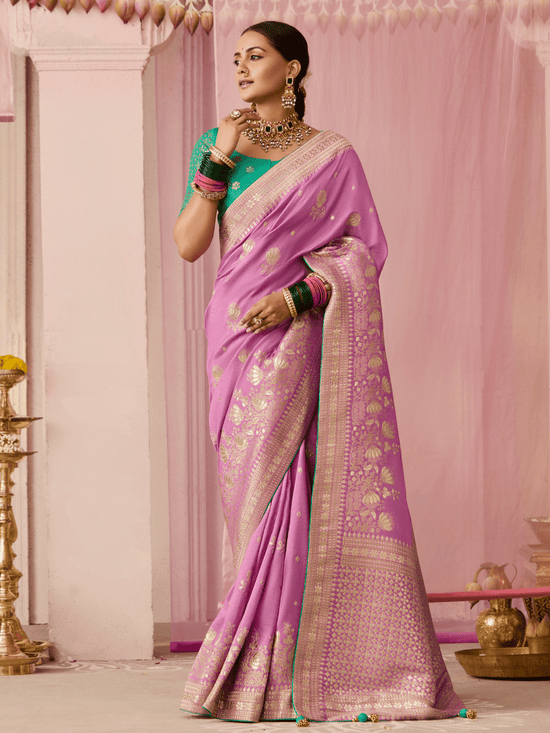 Lilac Banarasi Dola Silk Saree