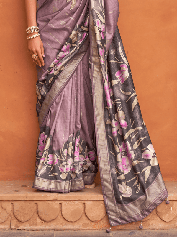 Lilac Banarasi Dola Silk Saree