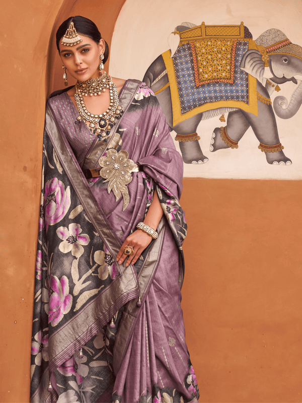 Lilac Banarasi Dola Silk Saree