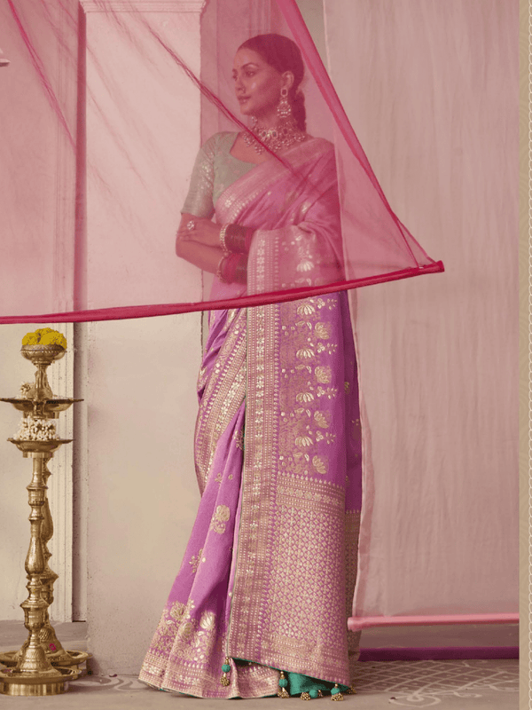 Lilac Banarasi Dola Silk Saree