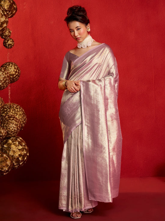 Lilac Banarasi Tissue Silk Saree