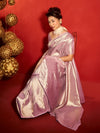 Lilac Banarasi Tissue Silk Saree
