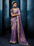 Lilac Designer Silk Saree with Contrast Deep Purple Blouse