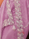 Lilac Embroidered Designer Organza Silk Saree