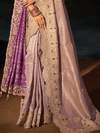 Lilac Embroidered Designer Tissue Silk Saree
