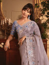 Lilac Organza Silk Saree