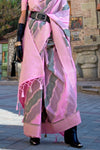 Lilac Pink Rangkaat Katan Handloom Silk Saree