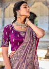 Lilac Purple Banarasi Designer Silk Saree