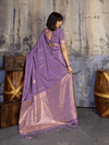 Lilac Purple Banarasi Satin Silk Saree
