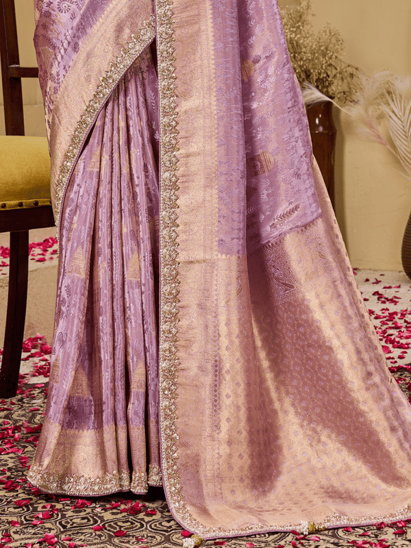 Lilac Purple Banarasi Tissue Silk Saree