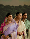 Lilac Purple Designer Banarasi Dola Silk Saree With Golden Zari Work