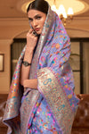 Lilac Purple Kashmiri Pashmina Saree