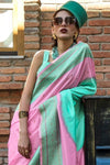 Lily Pink and Green Soft Silk Saree