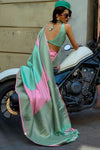 Lily Pink and Green Soft Silk Saree