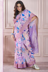 Lily Purple Printed Silk Cotton Saree