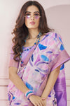 Lily Purple Printed Silk Cotton Saree