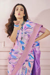 Lily Purple Printed Silk Cotton Saree