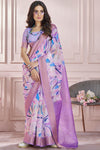 Lily Purple Printed Silk Cotton Saree