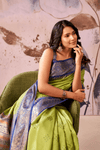 Lime Green Banarasi Cotton Silk Saree