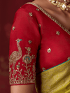 Lime Green Banarasi Dola Silk Saree With Contrast Blouse
