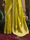 Lime Green Banarasi Silk Saree